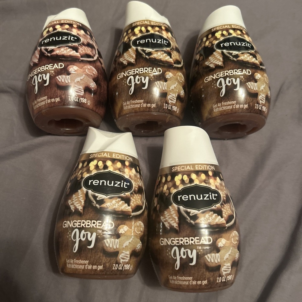 Lot Of 5 Renuzit Gingerbread Joy Special Edition Gel Air Freshener NEW Christmas